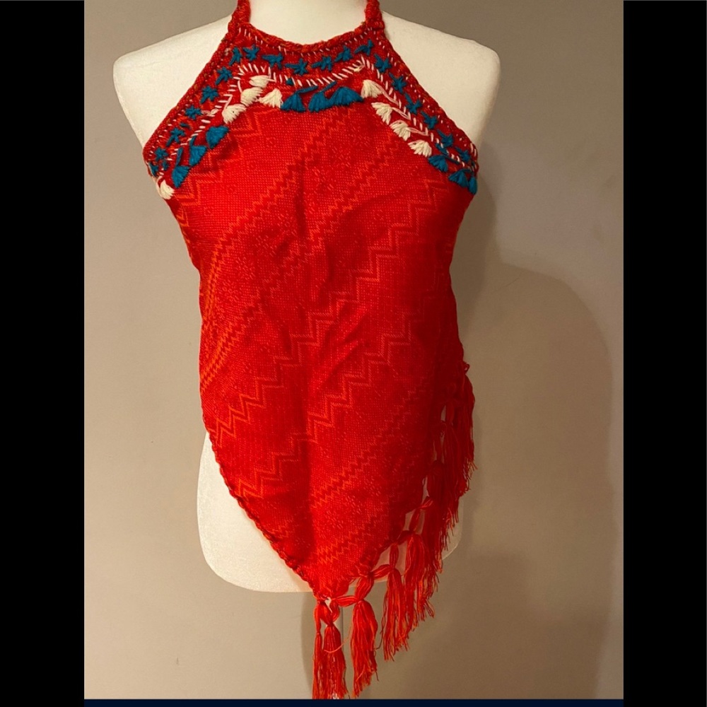 NWOT. Hand made embroidered Artisanal halter blouse